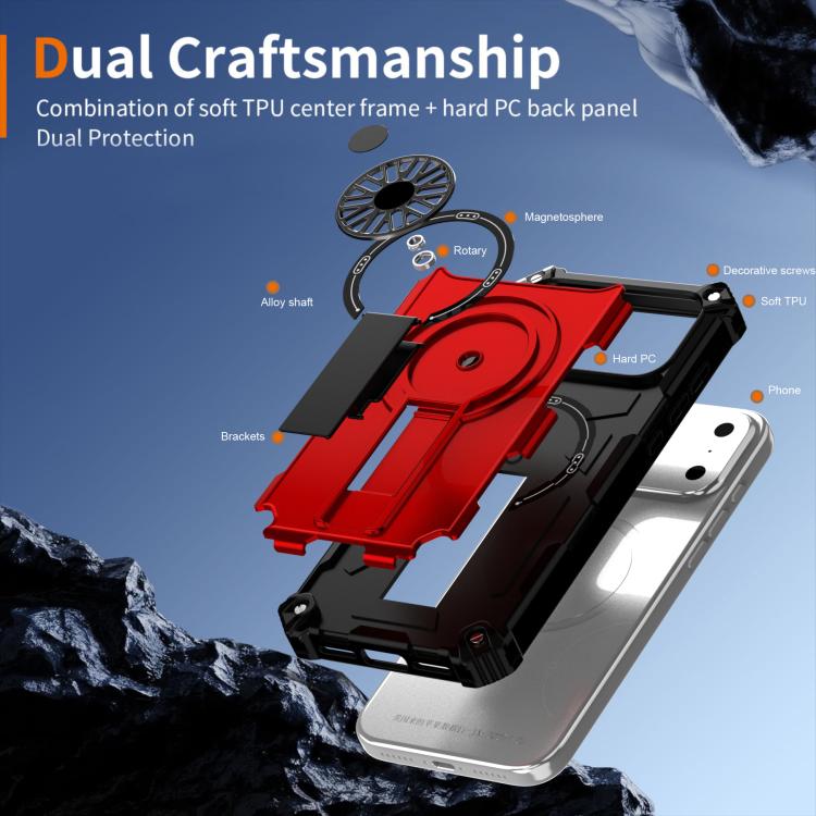 For iPhone 17 Pro Max Shockproof Kickstand Metallic Shaft MagSafe Phone Case(Red) - iPhone 17 Pro Max Cases by buy2fix | Online Shopping UK | buy2fix