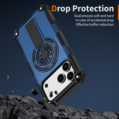 For iPhone 17 Pro Max Shockproof Kickstand Metallic Shaft MagSafe Phone Case(Blue) - iPhone 17 Pro Max Cases by buy2fix | Online Shopping UK | buy2fix