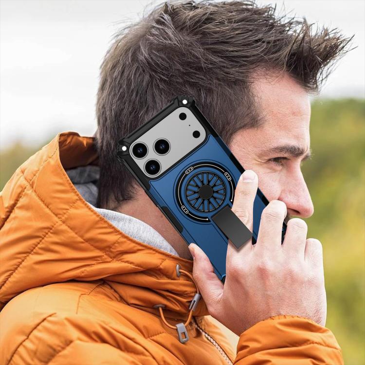 For iPhone 17 Pro Max Shockproof Kickstand Metallic Shaft MagSafe Phone Case(Blue) - iPhone 17 Pro Max Cases by buy2fix | Online Shopping UK | buy2fix