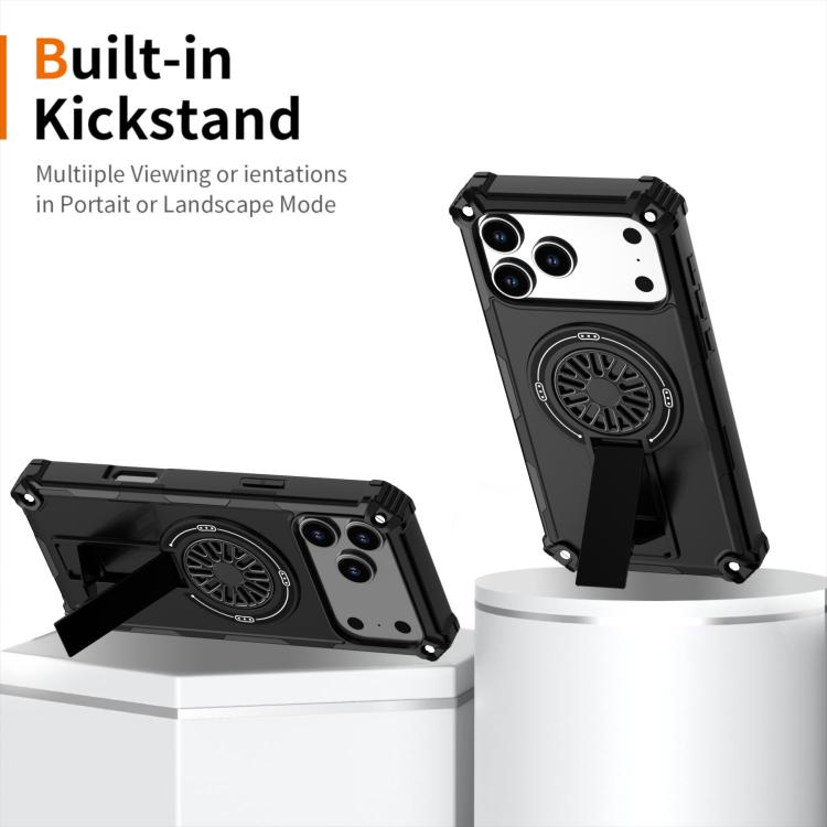 For iPhone 17 Pro Max Shockproof Kickstand Metallic Shaft MagSafe Phone Case(Black) - iPhone 17 Pro Max Cases by buy2fix | Online Shopping UK | buy2fix