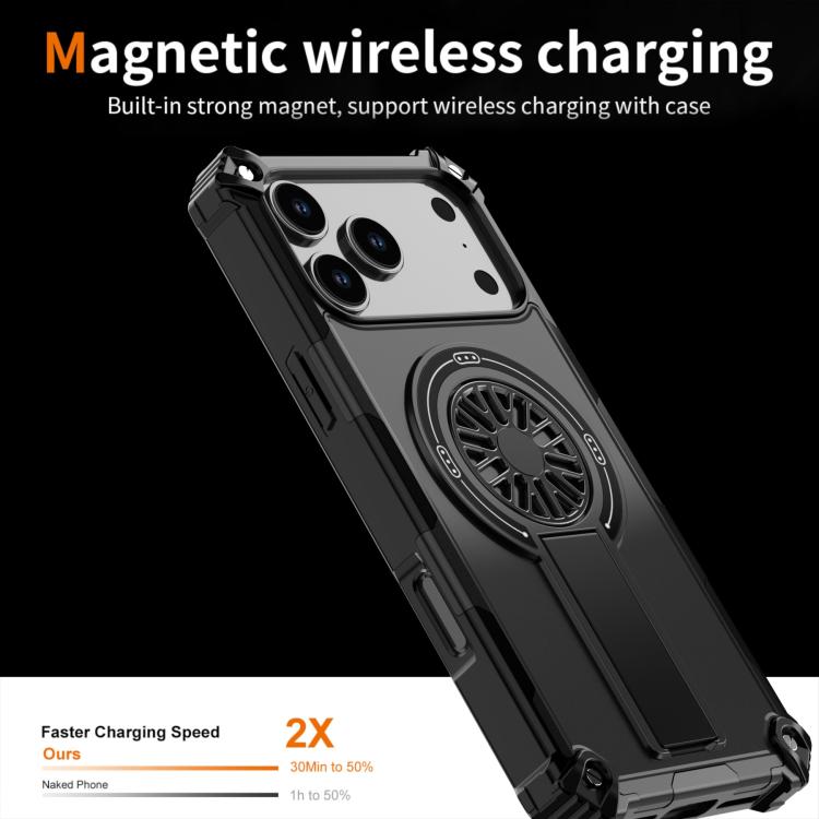 For iPhone 17 Pro Max Shockproof Kickstand Metallic Shaft MagSafe Phone Case(Black) - iPhone 17 Pro Max Cases by buy2fix | Online Shopping UK | buy2fix