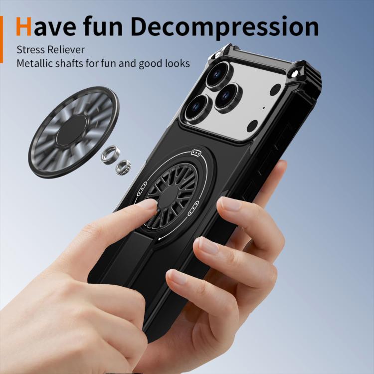 For iPhone 17 Pro Max Shockproof Kickstand Metallic Shaft MagSafe Phone Case(Black) - iPhone 17 Pro Max Cases by buy2fix | Online Shopping UK | buy2fix