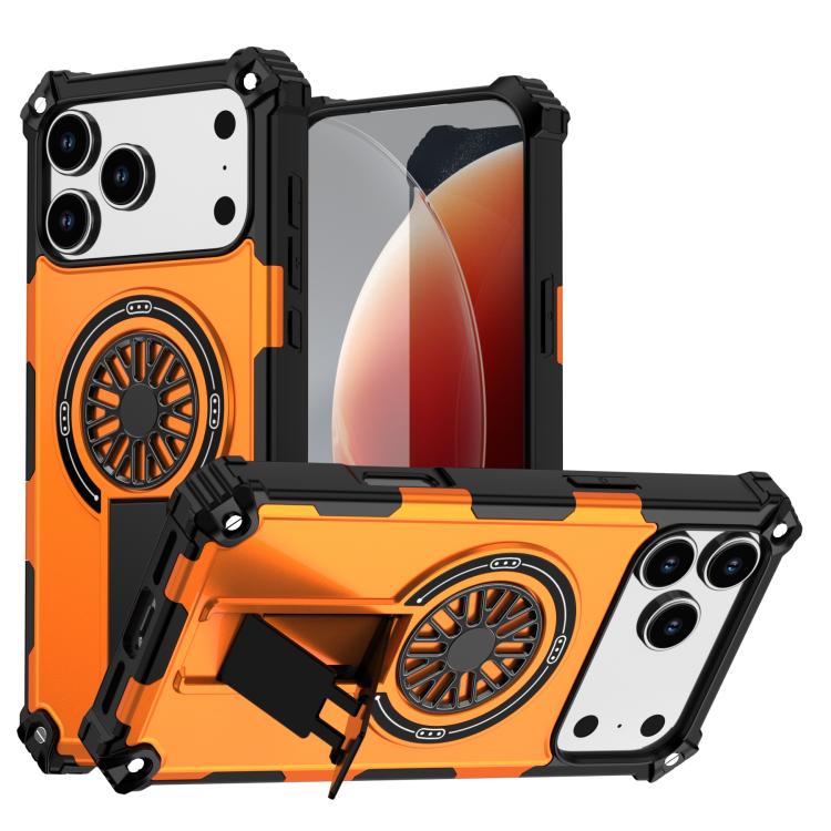 For iPhone 17 Pro Max Shockproof Kickstand Metallic Shaft MagSafe Phone Case(Orange) - iPhone 17 Pro Max Cases by buy2fix | Online Shopping UK | buy2fix