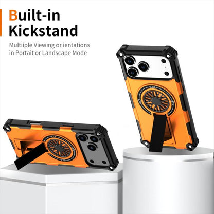 For iPhone 17 Pro Max Shockproof Kickstand Metallic Shaft MagSafe Phone Case(Orange) - iPhone 17 Pro Max Cases by buy2fix | Online Shopping UK | buy2fix