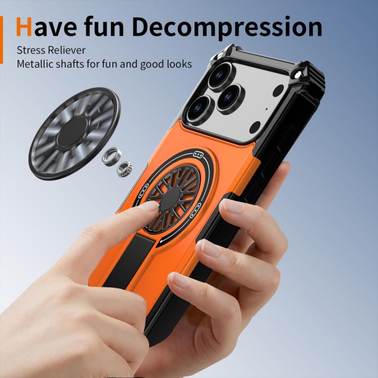 For iPhone 17 Pro Max Shockproof Kickstand Metallic Shaft MagSafe Phone Case(Orange) - iPhone 17 Pro Max Cases by buy2fix | Online Shopping UK | buy2fix