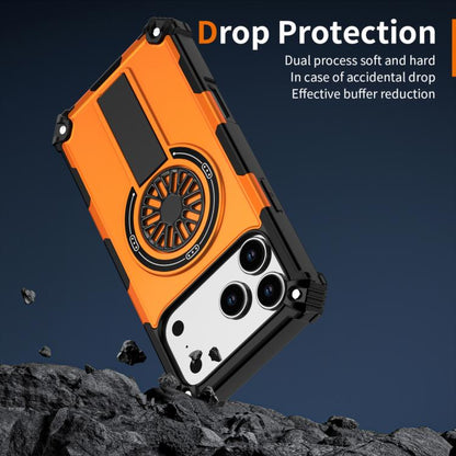 For iPhone 17 Pro Max Shockproof Kickstand Metallic Shaft MagSafe Phone Case(Orange) - iPhone 17 Pro Max Cases by buy2fix | Online Shopping UK | buy2fix