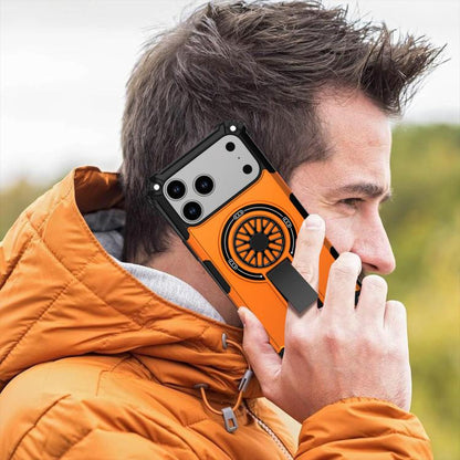 For iPhone 17 Pro Max Shockproof Kickstand Metallic Shaft MagSafe Phone Case(Orange) - iPhone 17 Pro Max Cases by buy2fix | Online Shopping UK | buy2fix