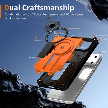 For iPhone 17 Pro Max Shockproof Kickstand Metallic Shaft MagSafe Phone Case(Orange) - iPhone 17 Pro Max Cases by buy2fix | Online Shopping UK | buy2fix