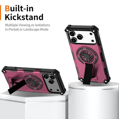 For iPhone 17 Pro Max Shockproof Kickstand Metallic Shaft MagSafe Phone Case(Purple) - iPhone 17 Pro Max Cases by buy2fix | Online Shopping UK | buy2fix