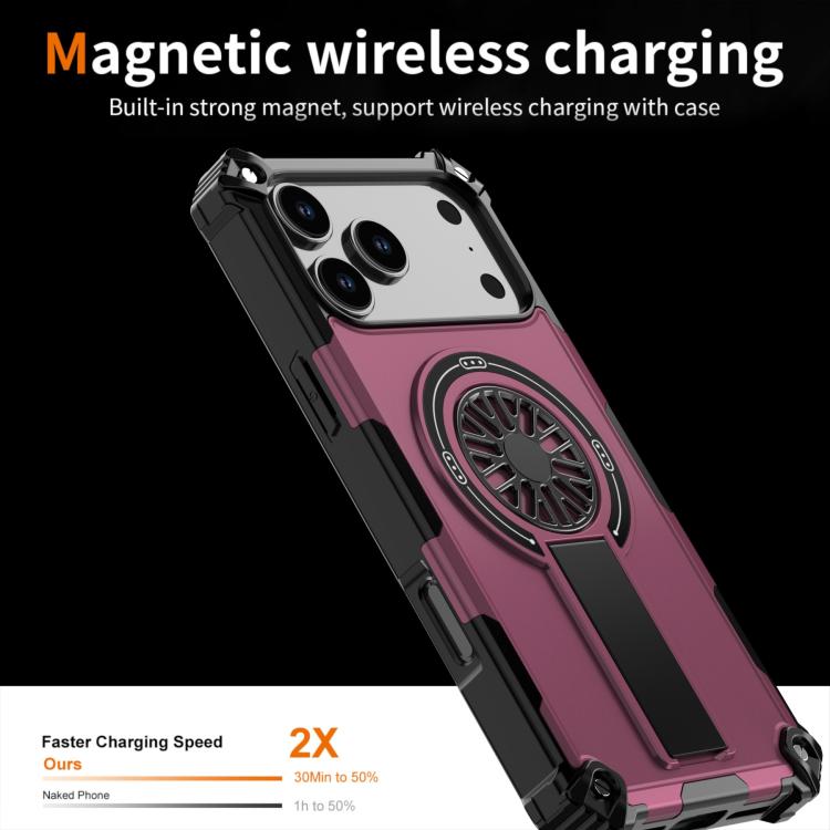 For iPhone 17 Pro Max Shockproof Kickstand Metallic Shaft MagSafe Phone Case(Purple) - iPhone 17 Pro Max Cases by buy2fix | Online Shopping UK | buy2fix