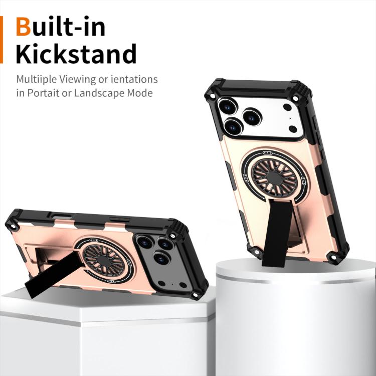 For iPhone 17 Pro Max Shockproof Kickstand Metallic Shaft MagSafe Phone Case(Rose Gold) - iPhone 17 Pro Max Cases by buy2fix | Online Shopping UK | buy2fix