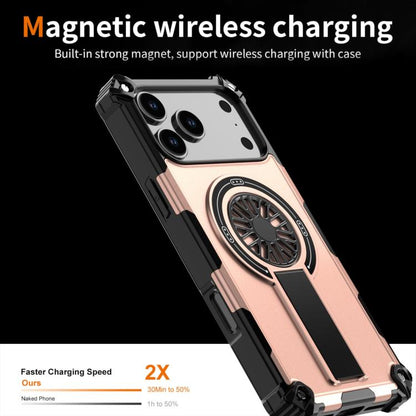 For iPhone 17 Pro Max Shockproof Kickstand Metallic Shaft MagSafe Phone Case(Rose Gold) - iPhone 17 Pro Max Cases by buy2fix | Online Shopping UK | buy2fix