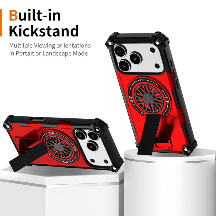 For iPhone 17 Pro Shockproof Kickstand Metallic Shaft MagSafe Phone Case(Red) - iPhone 17 Pro Cases by buy2fix | Online Shopping UK | buy2fix