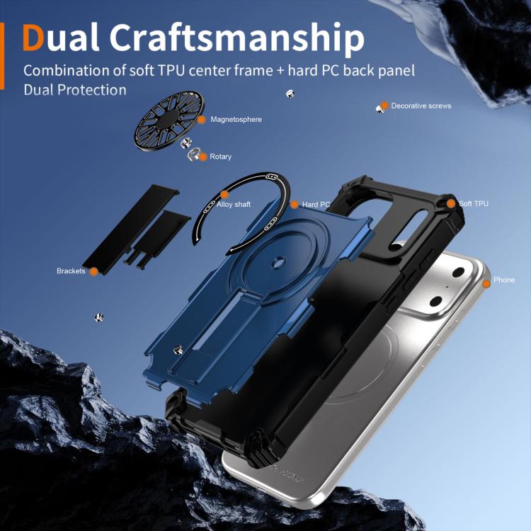 For iPhone 17 Pro Shockproof Kickstand Metallic Shaft MagSafe Phone Case(Blue) - iPhone 17 Pro Cases by buy2fix | Online Shopping UK | buy2fix