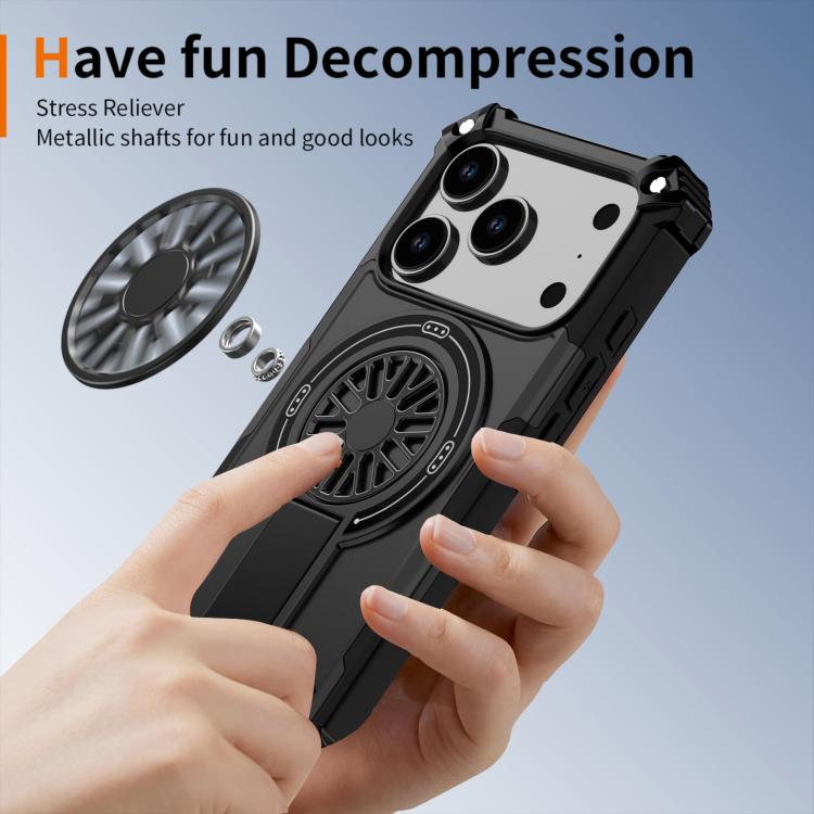 For iPhone 17 Pro Shockproof Kickstand Metallic Shaft MagSafe Phone Case(Black) - iPhone 17 Pro Cases by buy2fix | Online Shopping UK | buy2fix