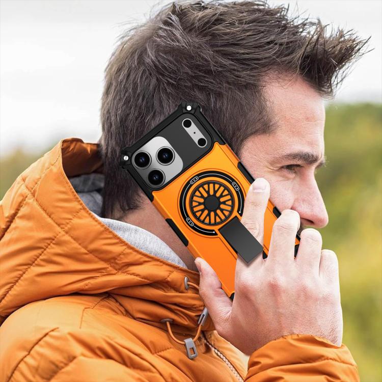 For iPhone 17 Pro Shockproof Kickstand Metallic Shaft MagSafe Phone Case(Orange) - iPhone 17 Pro Cases by buy2fix | Online Shopping UK | buy2fix