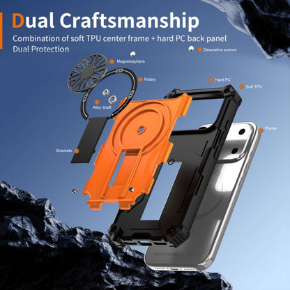 For iPhone 17 Pro Shockproof Kickstand Metallic Shaft MagSafe Phone Case(Orange) - iPhone 17 Pro Cases by buy2fix | Online Shopping UK | buy2fix