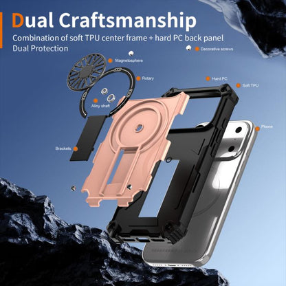 For iPhone 17 Pro Shockproof Kickstand Metallic Shaft MagSafe Phone Case(Rose Gold) - iPhone 17 Pro Cases by buy2fix | Online Shopping UK | buy2fix