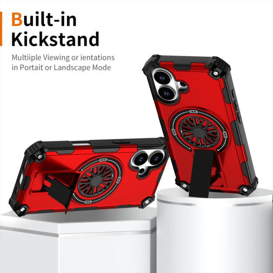 For iPhone 17 Shockproof Kickstand Metallic Shaft MagSafe Phone Case(Red) - iPhone 17 Cases by buy2fix | Online Shopping UK | buy2fix