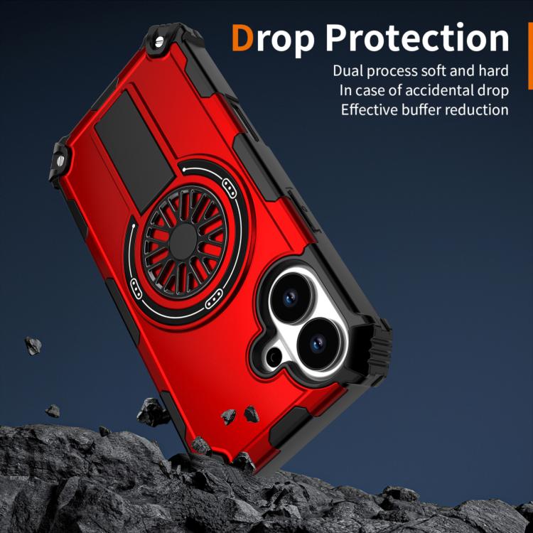 For iPhone 17 Shockproof Kickstand Metallic Shaft MagSafe Phone Case(Red) - iPhone 17 Cases by buy2fix | Online Shopping UK | buy2fix