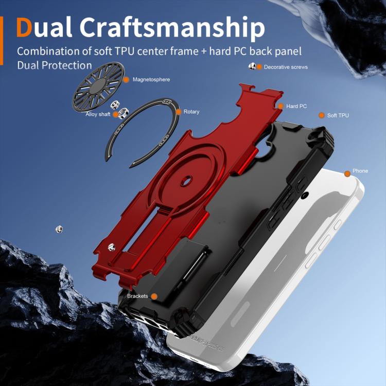 For iPhone 17 Shockproof Kickstand Metallic Shaft MagSafe Phone Case(Red) - iPhone 17 Cases by buy2fix | Online Shopping UK | buy2fix