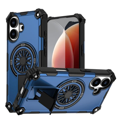 For iPhone 17 Shockproof Kickstand Metallic Shaft MagSafe Phone Case(Blue) - iPhone 17 Cases by buy2fix | Online Shopping UK | buy2fix