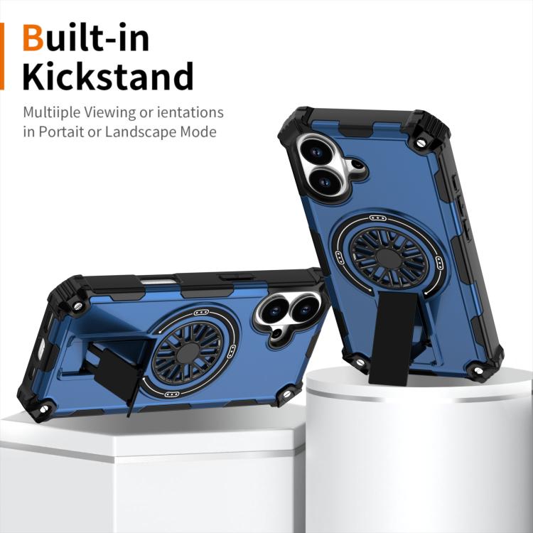 For iPhone 17 Shockproof Kickstand Metallic Shaft MagSafe Phone Case(Blue) - iPhone 17 Cases by buy2fix | Online Shopping UK | buy2fix