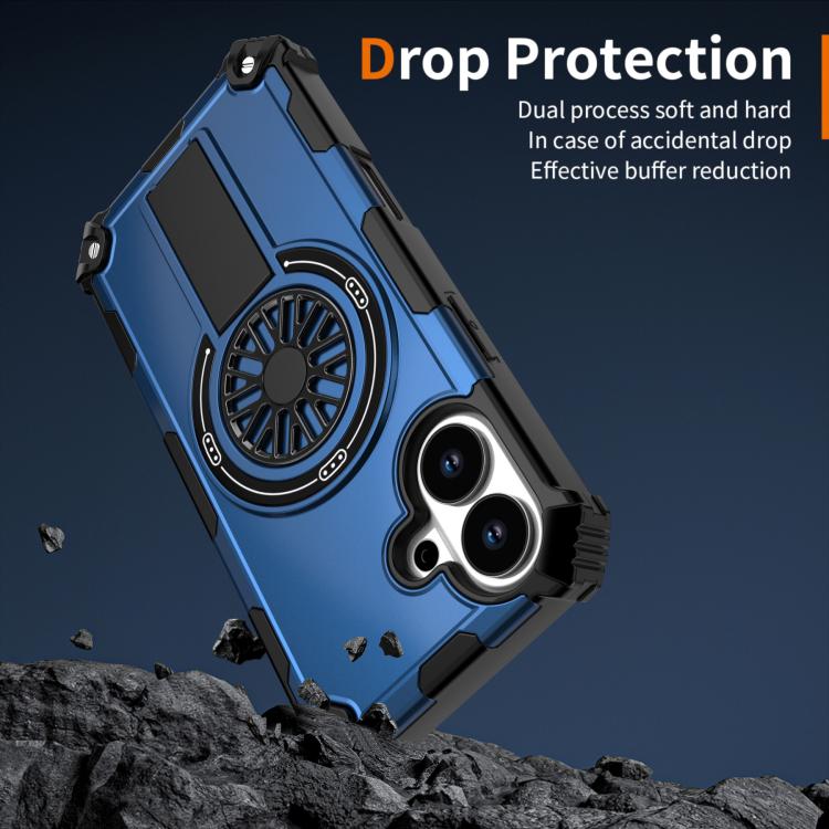 For iPhone 17 Shockproof Kickstand Metallic Shaft MagSafe Phone Case(Blue) - iPhone 17 Cases by buy2fix | Online Shopping UK | buy2fix