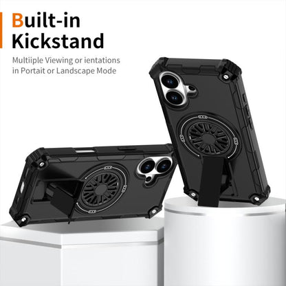 For iPhone 17 Shockproof Kickstand Metallic Shaft MagSafe Phone Case(Black) - iPhone 17 Cases by buy2fix | Online Shopping UK | buy2fix