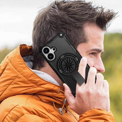 For iPhone 17 Shockproof Kickstand Metallic Shaft MagSafe Phone Case(Black) - iPhone 17 Cases by buy2fix | Online Shopping UK | buy2fix