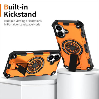 For iPhone 17 Shockproof Kickstand Metallic Shaft MagSafe Phone Case(Orange) - iPhone 17 Cases by buy2fix | Online Shopping UK | buy2fix