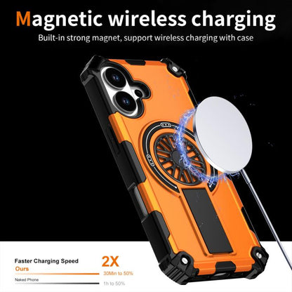 For iPhone 17 Shockproof Kickstand Metallic Shaft MagSafe Phone Case(Orange) - iPhone 17 Cases by buy2fix | Online Shopping UK | buy2fix