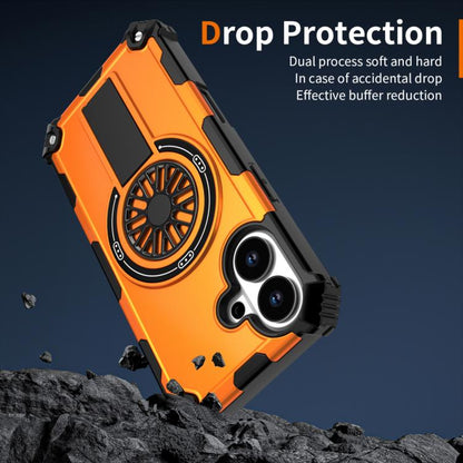 For iPhone 17 Shockproof Kickstand Metallic Shaft MagSafe Phone Case(Orange) - iPhone 17 Cases by buy2fix | Online Shopping UK | buy2fix