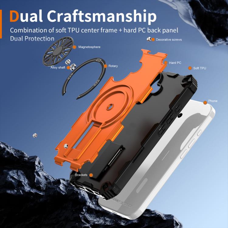For iPhone 17 Shockproof Kickstand Metallic Shaft MagSafe Phone Case(Orange) - iPhone 17 Cases by buy2fix | Online Shopping UK | buy2fix
