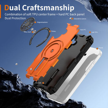 For iPhone 17 Shockproof Kickstand Metallic Shaft MagSafe Phone Case(Orange) - iPhone 17 Cases by buy2fix | Online Shopping UK | buy2fix