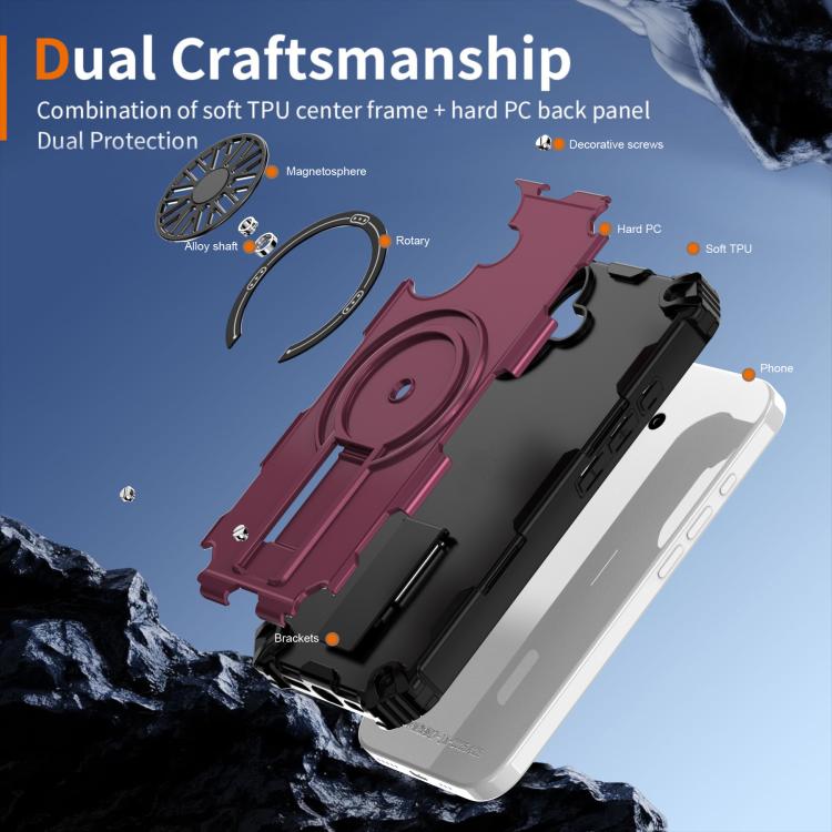 For iPhone 17 Shockproof Kickstand Metallic Shaft MagSafe Phone Case(Purple) - iPhone 17 Cases by buy2fix | Online Shopping UK | buy2fix