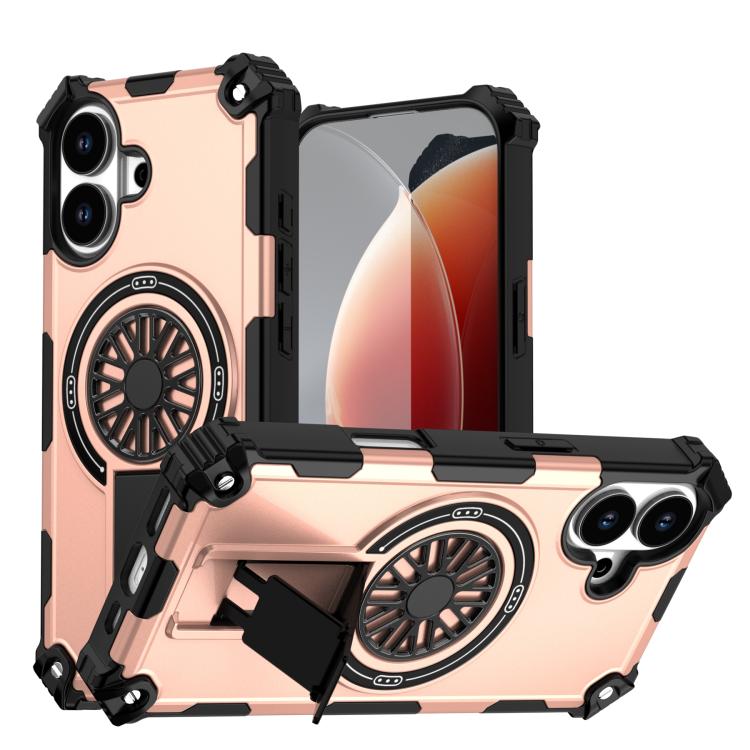 For iPhone 17 Shockproof Kickstand Metallic Shaft MagSafe Phone Case(Rose Gold) - iPhone 17 Cases by buy2fix | Online Shopping UK | buy2fix