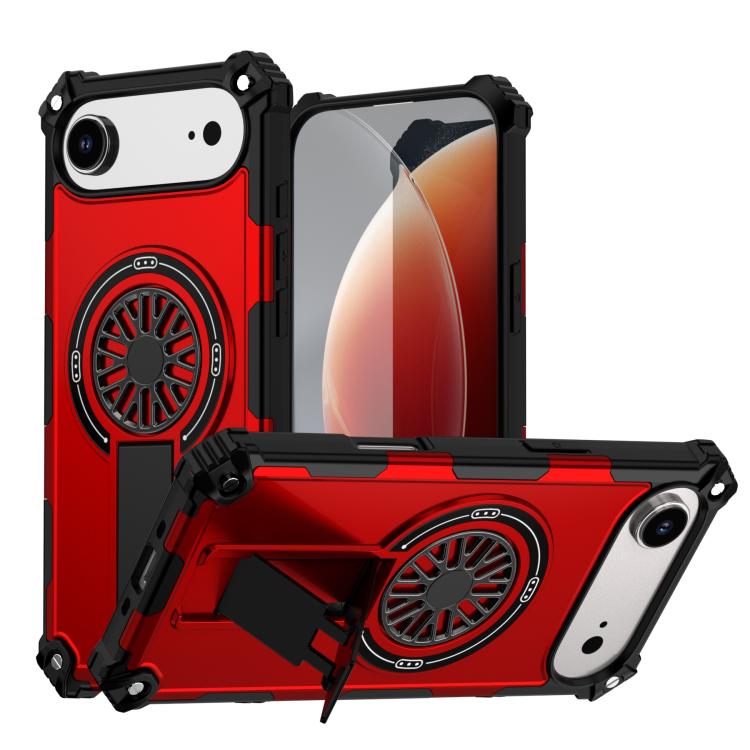 For iPhone Air Shockproof Kickstand Metallic Shaft MagSafe Phone Case(Red) - iPhone Air Cases by buy2fix | Online Shopping UK | buy2fix