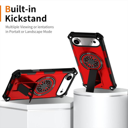 For iPhone Air Shockproof Kickstand Metallic Shaft MagSafe Phone Case(Red) - iPhone Air Cases by buy2fix | Online Shopping UK | buy2fix