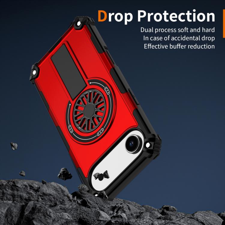 For iPhone Air Shockproof Kickstand Metallic Shaft MagSafe Phone Case(Red) - iPhone Air Cases by buy2fix | Online Shopping UK | buy2fix