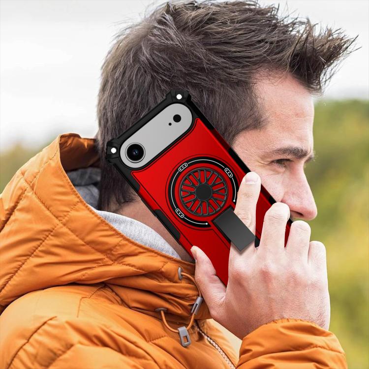 For iPhone Air Shockproof Kickstand Metallic Shaft MagSafe Phone Case(Red) - iPhone Air Cases by buy2fix | Online Shopping UK | buy2fix
