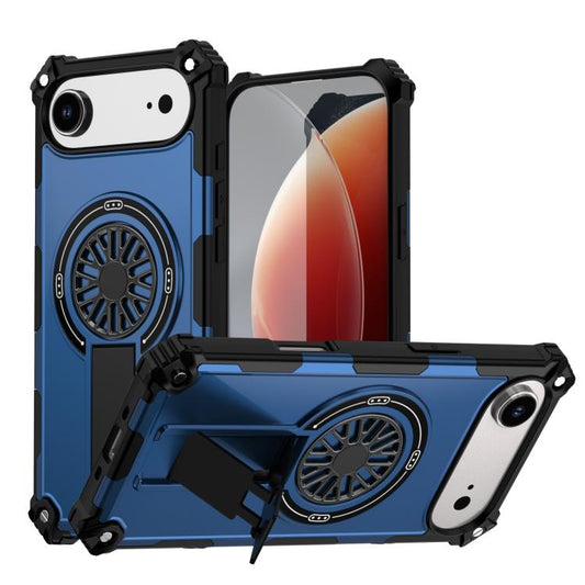 For iPhone Air Shockproof Kickstand Metallic Shaft MagSafe Phone Case(Blue) - iPhone Air Cases by buy2fix | Online Shopping UK | buy2fix