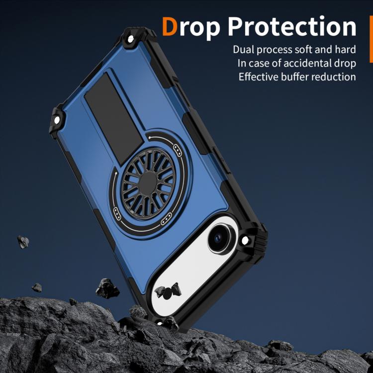 For iPhone Air Shockproof Kickstand Metallic Shaft MagSafe Phone Case(Blue) - iPhone Air Cases by buy2fix | Online Shopping UK | buy2fix