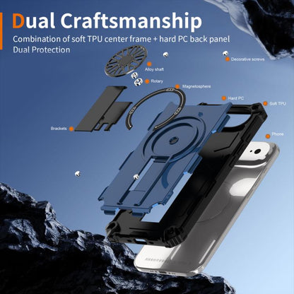 For iPhone Air Shockproof Kickstand Metallic Shaft MagSafe Phone Case(Blue) - iPhone Air Cases by buy2fix | Online Shopping UK | buy2fix