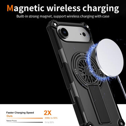 For iPhone Air Shockproof Kickstand Metallic Shaft MagSafe Phone Case(Black) - iPhone Air Cases by buy2fix | Online Shopping UK | buy2fix