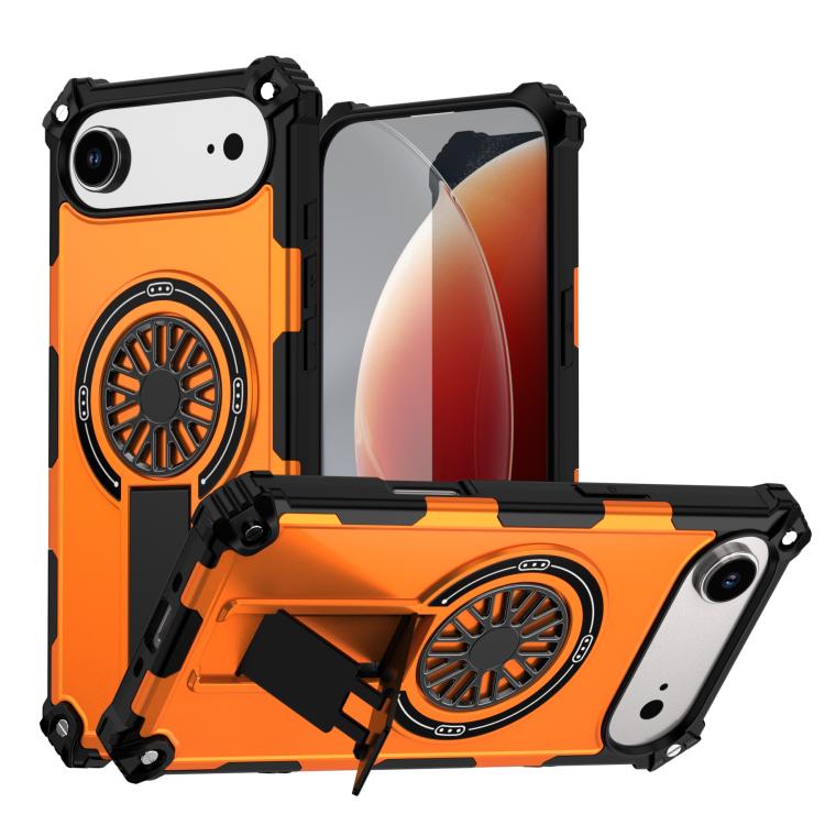 For iPhone Air Shockproof Kickstand Metallic Shaft MagSafe Phone Case(Orange) - iPhone Air Cases by buy2fix | Online Shopping UK | buy2fix