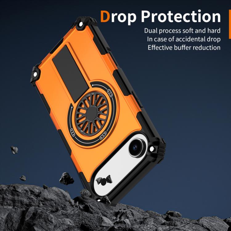 For iPhone Air Shockproof Kickstand Metallic Shaft MagSafe Phone Case(Orange) - iPhone Air Cases by buy2fix | Online Shopping UK | buy2fix