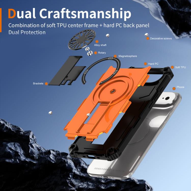 For iPhone Air Shockproof Kickstand Metallic Shaft MagSafe Phone Case(Orange) - iPhone Air Cases by buy2fix | Online Shopping UK | buy2fix
