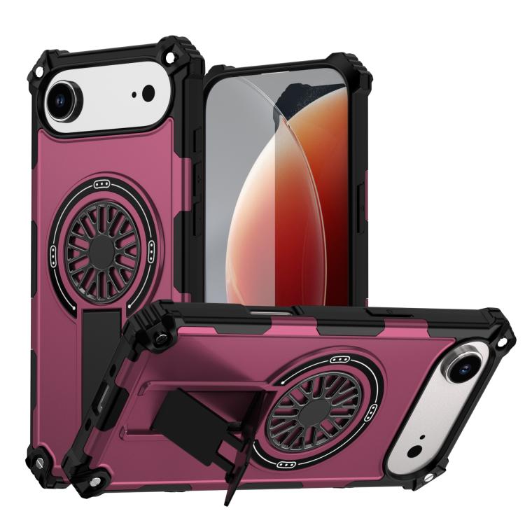 For iPhone Air Shockproof Kickstand Metallic Shaft MagSafe Phone Case(Purple) - iPhone Air Cases by buy2fix | Online Shopping UK | buy2fix