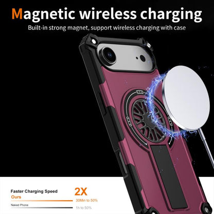 For iPhone Air Shockproof Kickstand Metallic Shaft MagSafe Phone Case(Purple) - iPhone Air Cases by buy2fix | Online Shopping UK | buy2fix